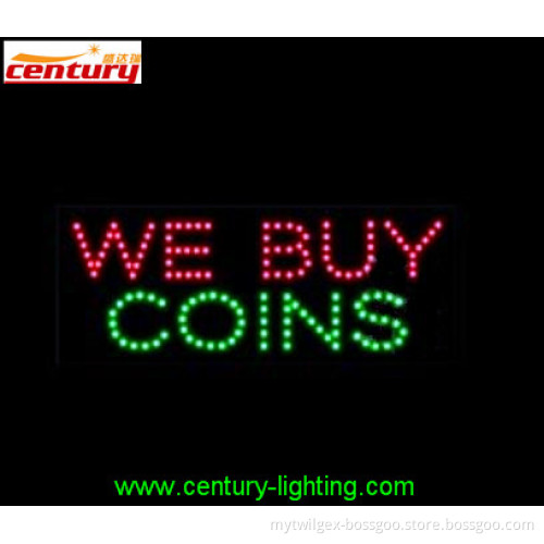 hot sale china factory price WE BUY COINS animated led sign